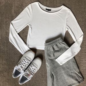 Topshop cropped rib long sleeve